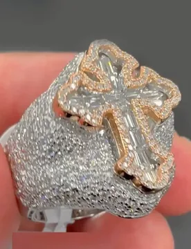 Two Tone Color Cross Finger Ring Iced Out Bling 5A Cubic Zircon Prong Setting Fashion Luxulry Men Hip Hop Finger Jewelry - Aliexpress - FashionsVida