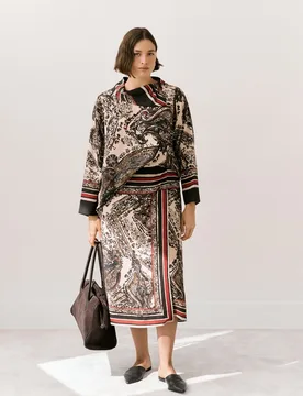 Falda estampada de pañuelo - Couchel - FashionsVida