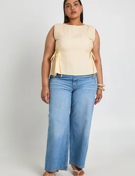 Womens Plus Tie Side Top - Yellow - Size 18 Uk - Boohoo - FashionsVida