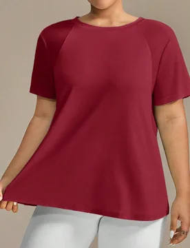 Camiseta deportiva casual versátil de manga corta y cuello redondo para mujer talla grande 3XL - Shein - FashionsVida
