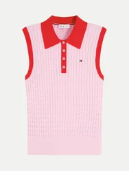 Strick Poloshirt Ärmellos Rosa L