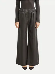 Wide-Leg-Hose in Lederoptik Schwarz 42/REG