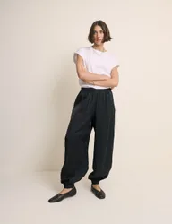 Button Detail Relaxed Cuffed Trousers Cream female