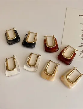 Fashionable new earrings geometric U-shaped resin retro metal temperament simple design jewelry accessories - Aliexpress - FashionsVida