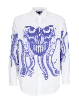 Camicia Manica Lunga Uomo Skull L/s Shirt White - Octopus - FashionsVida