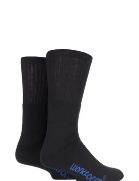 Pair Black Cushion Foot Cotton Work Socks Men's 7-11 Mens - - Black - Size: 7-11 Mens - Workforce - FashionsVida