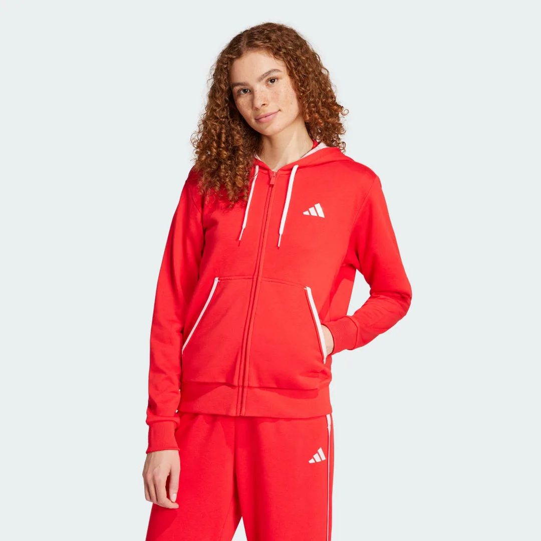 Essentials Color Pop French Terry Full-Zip Hoodie L Pure Ruby - Adidas - FashionsVida