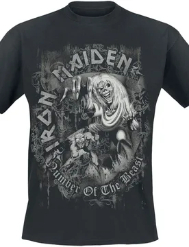 T-Shirt - Number Of The Beast Grey Tone - M bis 4XL - für Männer - Größe XL - schwarz - EMP exklusives Merchandise! - Männer - male - Iron Maiden - FashionsVida