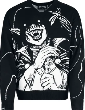 Gothic Strickpullover - Bloodsworn to Tepes - S bis XXL - für Männer - Größe M - schwarz/weiß - Männer - male - Black Blood by Gothicana - FashionsVida