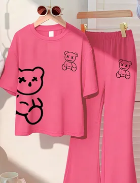 Set de 2 piezas de top de manga corta y shorts casual de verano, adecuado para actividades al aire libre en primavera y verano, lavable a máquina, c? - Shein - FashionsVida