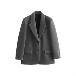 Blazer de corte recto con hombreras, elegante para la primavera M