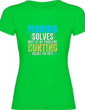 Fishing Solves Short Sleeve T-shirt Light Green 2XL Women - Kruskis - FashionsVida