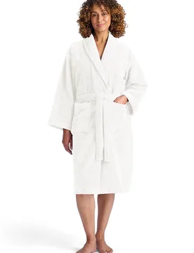 Women's 'Cosy' Microvelour Soft Bath Robe in White Size: Small/Medium - White - Size: S/M - Christy - FashionsVida