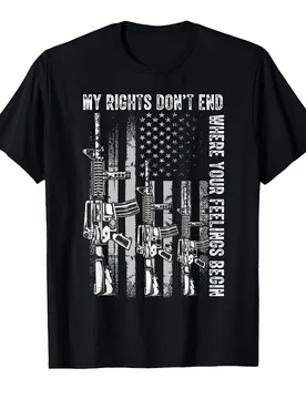 A Amendment-"My Rights Don't End Where Your Feelings Begin"Slogan,AR-15 Rifle&Flag Design-cotton O-neck men's T-shirt - Aliexpress - FashionsVida