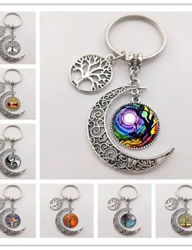 The latest tree of life statement keychain art photo glass moon pendant charm keychain DIY keychain gift jewelry - Aliexpress - FashionsVida
