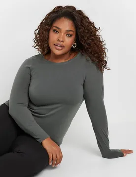 Women's Thermal Long Sleeve Top in Grey Size: 26-28 - Grey - Size: 26-28 - Yours - FashionsVida