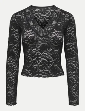 Langarm-Spitzenshirt ONLNIKKA Schwarz XS - Only - FashionsVida
