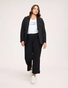 Pantalones de mujer cropped con dobladillo y botón ajuste y diseño para el máximo confort - Fiorella Rubino - FashionsVida