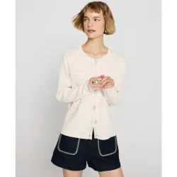 Chaqueta de mujer cuello a la caja, , 4 bolsillos, cierre botones, punto milano