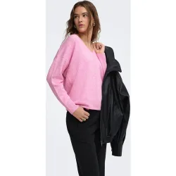 Jersey de mujer de manga larga con escote de pico