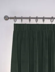 Velvet Pencil Pleat Curtains Forest Green