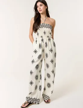 Women's Ivory Sleeveless Off-The Shoulder Jumpsuit Size: Small/Medium - Ivory - Size: S/M - Blue Vanilla - FashionsVida