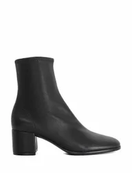 Leather Block Heel Ankle Boots Black female