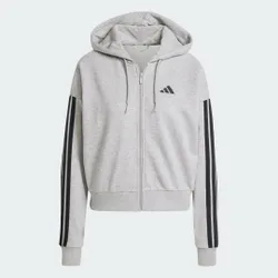 Felpa con cappuccio Essentials 3-Stripes French Terry Full-Zip XL Medium Grey Heather / Black