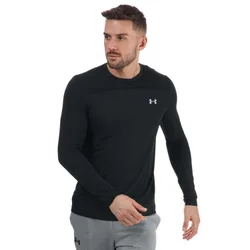 Mens Ua Seamless Long Sleeve T-Shirt In Black Nylon - Size Medium