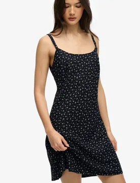 Superdry Damen Bedrucktes Mini-trägerkleid Black - Größe: 36 - 54.99 - FashionsVida