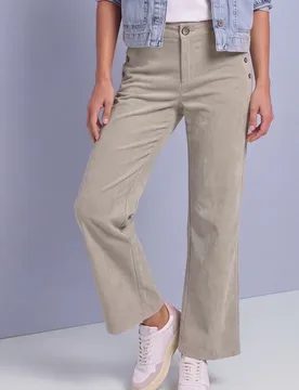 Mid Waist Straight Leg Hose mit Knöpfen female Beige - Street One - FashionsVida