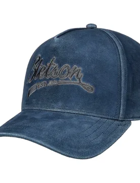 Vintage Denim Blue Leather Cap by - blue-navy - Female - Size: One Size - Stetson - FashionsVida