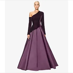 Customized Purple Evening Dresses Elegant Vintage Sweet Sexy A -Line Formal Occasion Long Sleeves Pro Evening Party Gown