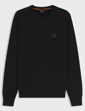Maglia misto lino con toppa uomo nero - Hugo Boss - FashionsVida