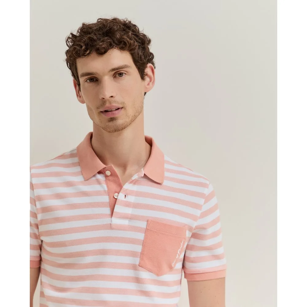 Polo de algodón de hombre a rayas de manga corta - Lion of Porches - FashionsVida