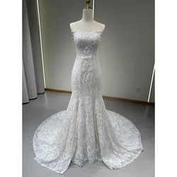 Strapless chiffon fishtail dress a light luxury lace beaded tailline for going out