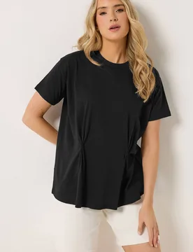 Women's Tall Pleat Front T-Shirt in Black Size: 16 - Black - Size: 16 - Long tall sally - FashionsVida