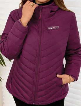 Abrigo de plumón impermeable con capucha y cremallera, rosa fucsia, cálido, casual y deportivo para mujer de talla grande, chaqueta ligera de unicol - Shein - FashionsVida