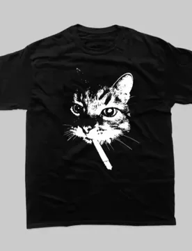 Smoking Cat T Shirt 2026 New Funny Animal Graphic 100% Cotton Men Women Unisex Oversized Heavyweight Vintage American Street Top - Aliexpress - FashionsVida
