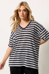 Women's Stripe Knitted T-Shirt Size: 20 - Multicolor - Size: 20
