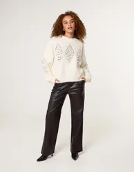 Diamond Sequin Jumper - M/L / IVORY - female