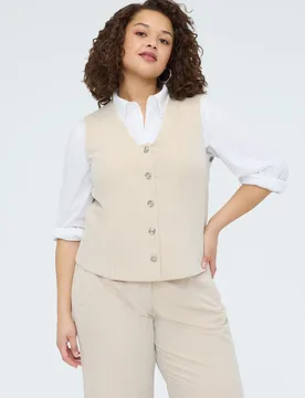Chaleco de mujer con botones joya correa clásica - Fiorella Rubino - FashionsVida