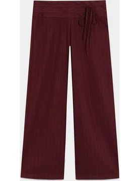 Pantalón ancho de mujer a rayas con lazo - Noon - FashionsVida