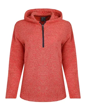 Weird Fish Alisa Eco 1/4 Zip Snow Marl Fleece Hoodie Size 14 - new-arrivals all-fleece sale all-sale sale womens women women all-womens women fleeces - Tango Red - FashionsVida