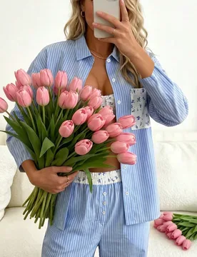 Piezas Conjunto de pijama de mujer con top de manga larga holgado y cómodo y pantalones largos - Shein - FashionsVida