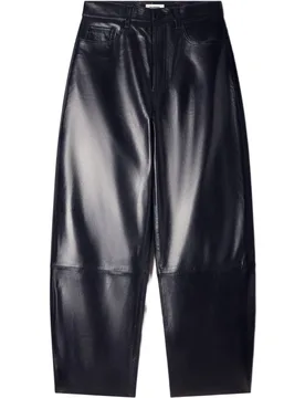 Pantalón de mujer barrel 100% piel de cordero de talle alto - sandro - FashionsVida