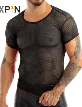 Sexy Mens T-Shirts See Through Mesh Short Sleeves Fishnet Tank Vest Shirt Male Clothes Fashion Party Undershirt Dance Clubwear - Aliexpress - FashionsVida
