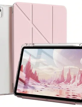 Funda básica de material de unicolor rosa, funda protectora transparente delgada y de moda con ranura para lápiz y soporte en forma de Y de varios ? - Shein - FashionsVida