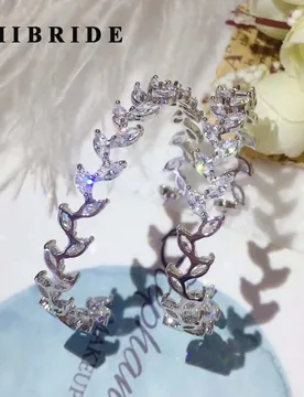 HIBRIDE Luxury Leaf Shape Baguette Hoop Earrings For Women Bridal Wedding Brincos Party American Hoop Earring Wholesale E-940 - Aliexpress - FashionsVida