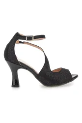 Scarpe da ballo nere open toe con cinturino alla caviglia 6514 40